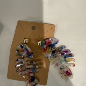 Colorful Marbled Resin fish Dangle Earrings